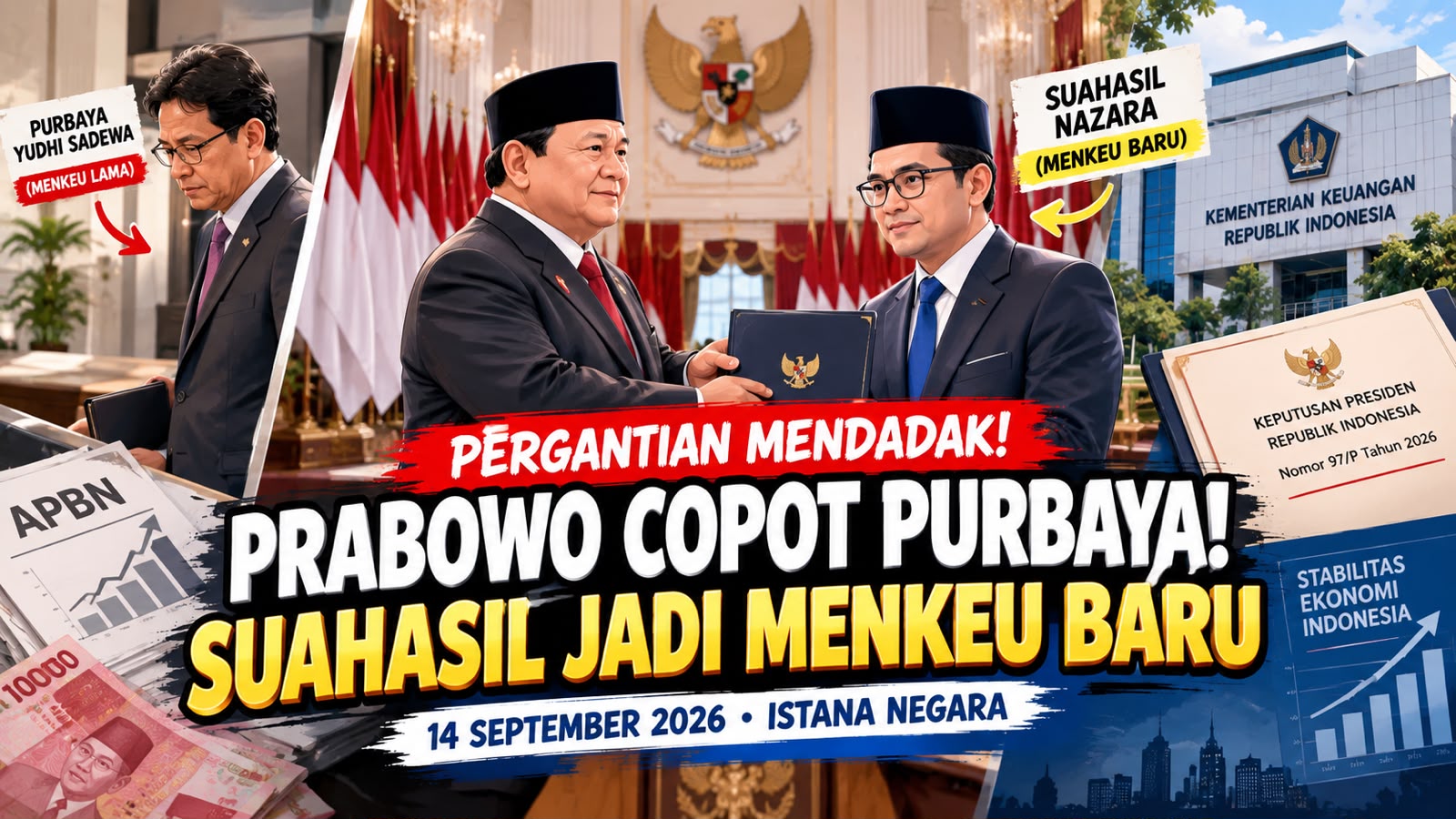 MENDADAK! Prabowo Copot Purbaya, Suahasil Nazara Kini Jadi Menteri Keuangan