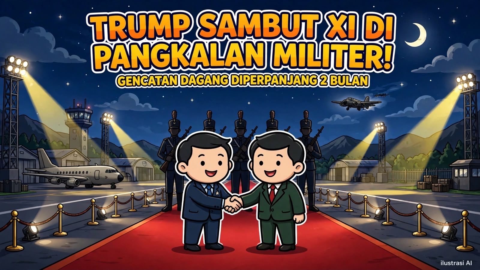Donald Trump Sambut Kedatangan Xi Jinping di Pangkalan Militer, Gencatan Dagang AS-China Diperpanjang Dua Bulan